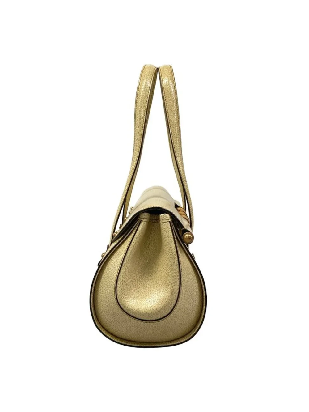 Gucci Shoulder Bag Bamboo Beige Ivory Leather